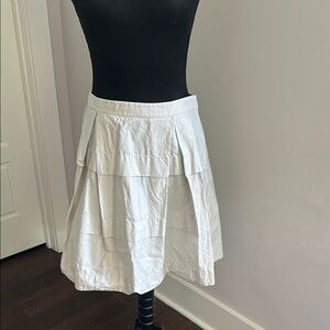 J. Crew White Skater Skirt Knee-Length Pleated